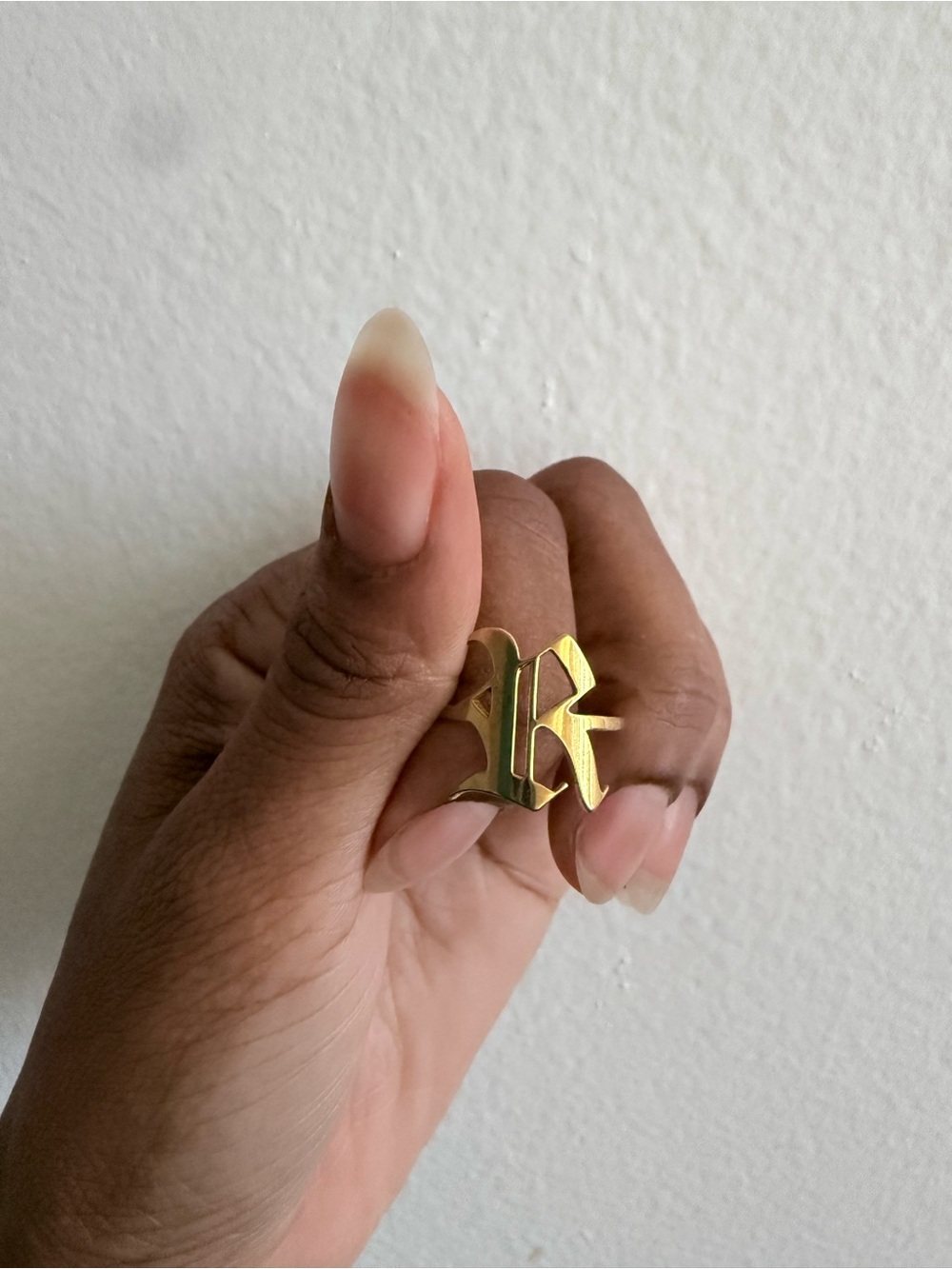 Gold Initial K Ring - Statement Letter Jewelry